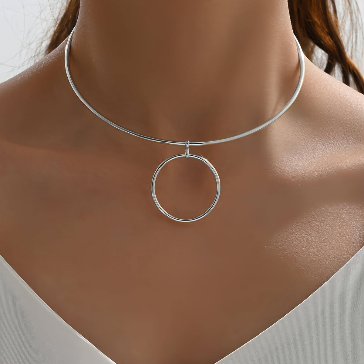 Metal Circle Gold Sier Elegant Personality Couple Collar