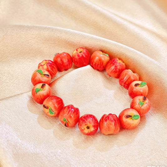 Good-looking Simulation Red Apple Lucky Synthetic Resin Bracelets