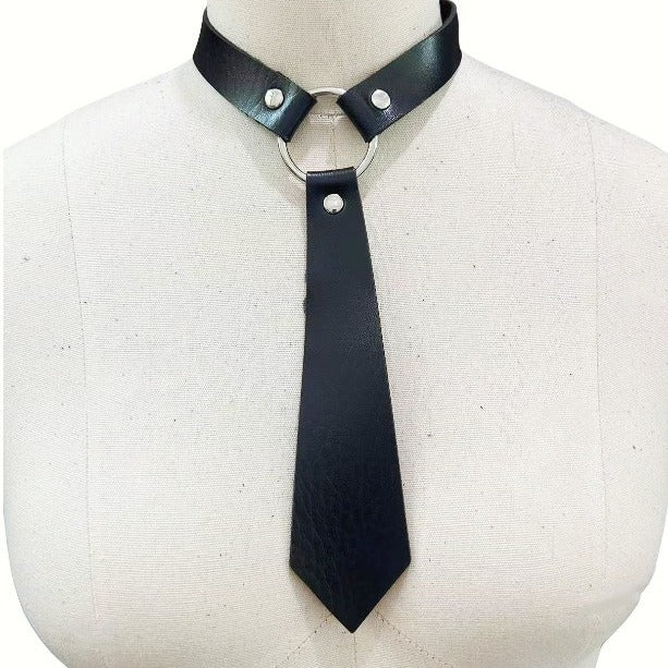 Fashion Personality Leather Bondage Tie Punk Collar