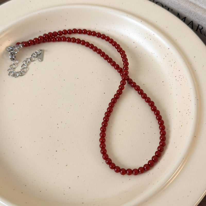 Red Beaded High Sense Temperament Clavicle Necklaces