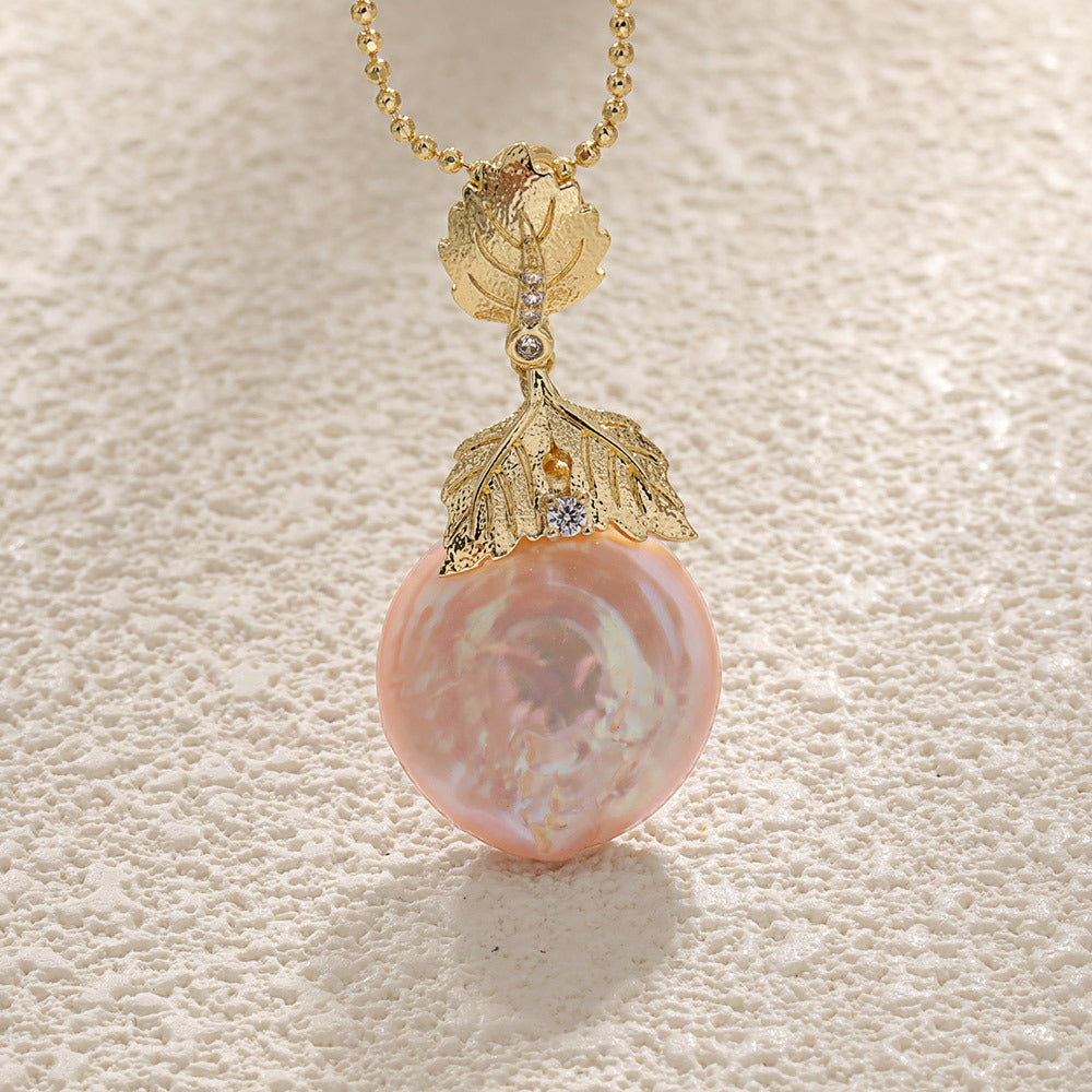 Baroque Pearl Real Gold Plating Leaves Irregular Necklace