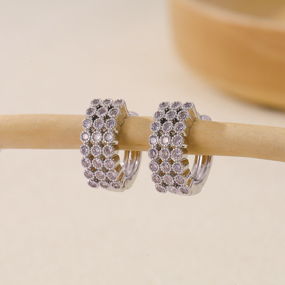 Women's Selection Fashionable Multi Zircon Inlaid Zirconium Earrings