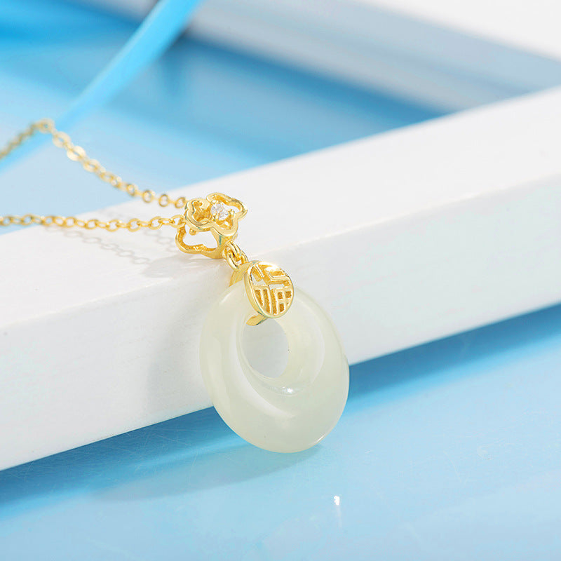 Women's Character Natural Jade Peace Buckle National Necklaces