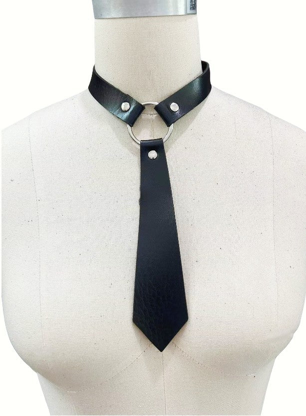 Fashion Personality Leather Bondage Tie Punk Collar