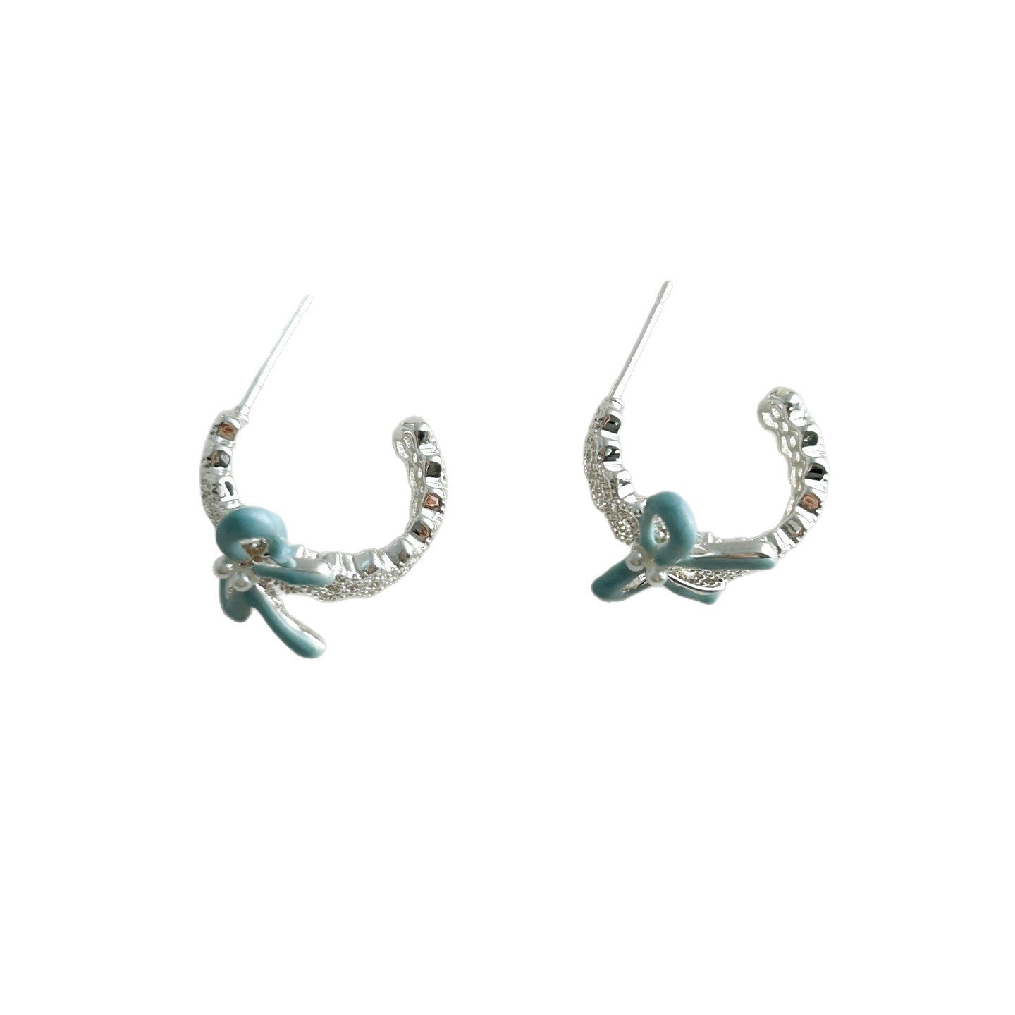 Women's Drip Glazed Lace Bow Design Sweet Style Fashion Earrings