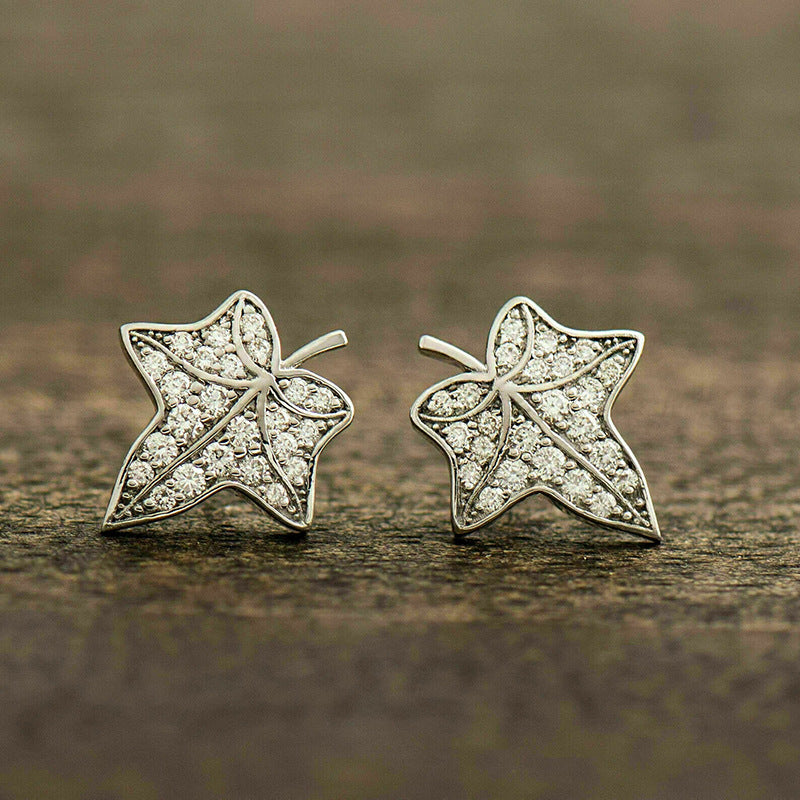Shi Exquisite Maple Leaf Zircon Temperamental Minority Design Rings