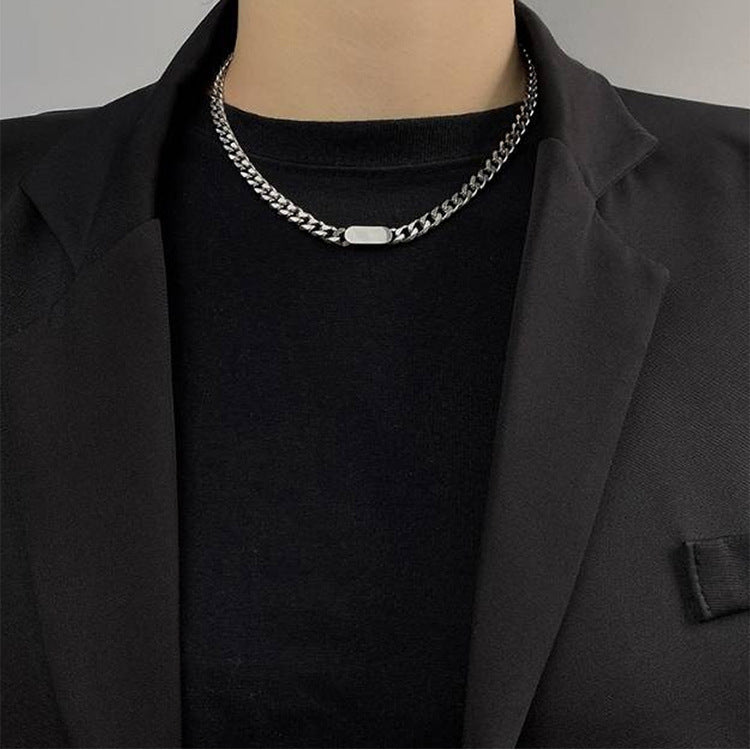 Women's & Men's Simple Personality Cuban Fashionable Design Clavicle Chain Necklace