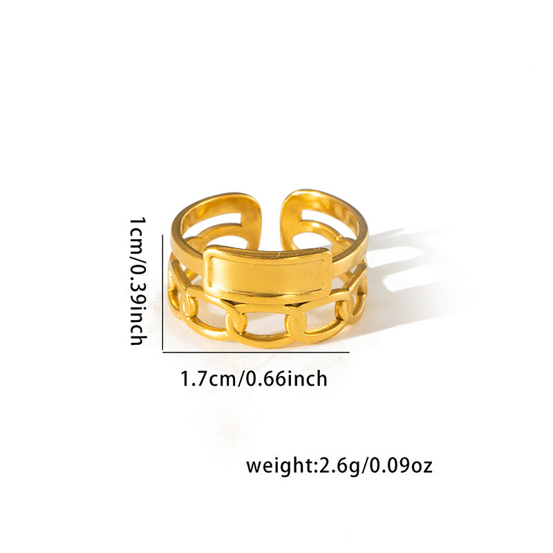 Women's Line Hollow Heart Snake-shaped Design Gold Rings