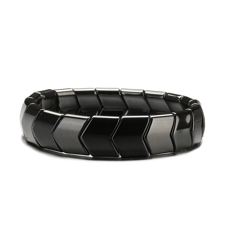 Men's Haematite Elastic String Retro Personalized Beaded Bracelets