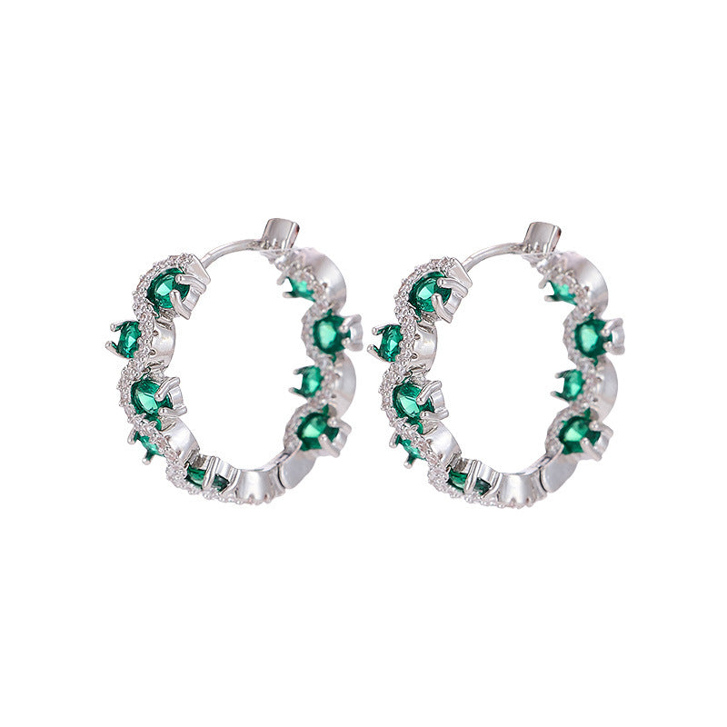 Turquoise Ear Clip Design Slightly Inlaid Zircon Versatile Earrings