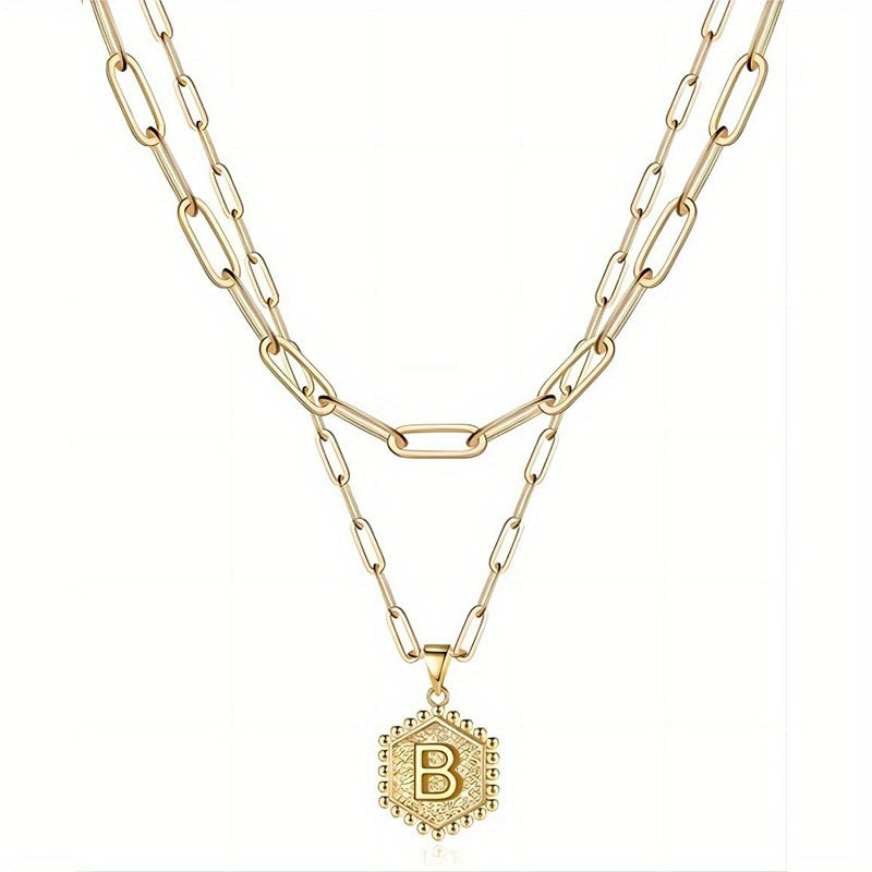 Gold Color Plated Letter Female English Necklace