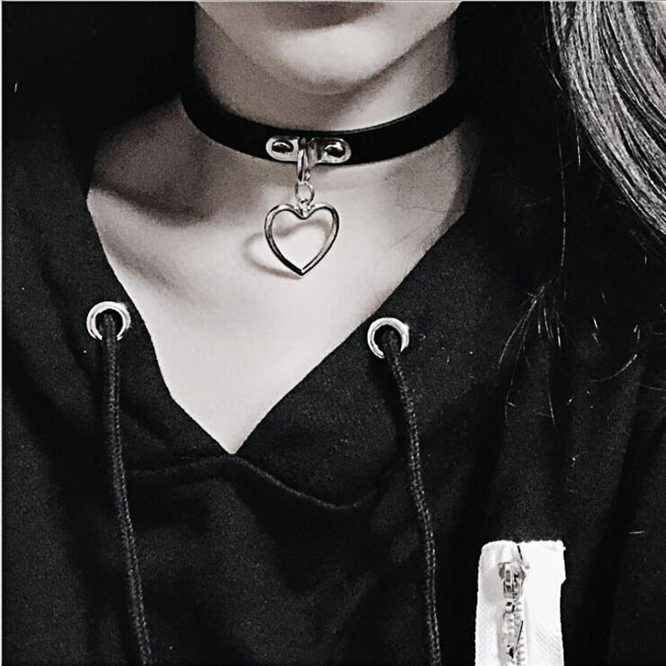 Women's Goth Style Soft Leather Love Choker Necklaces
