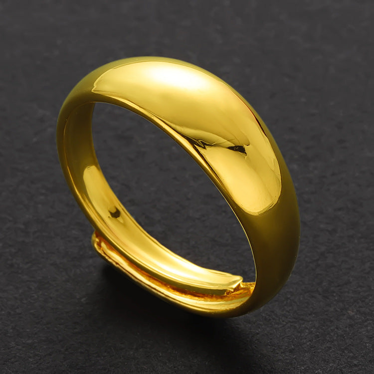 Women's & Men's Brass Gold-plated Vietnam Placer Gold Color Retaining Ring