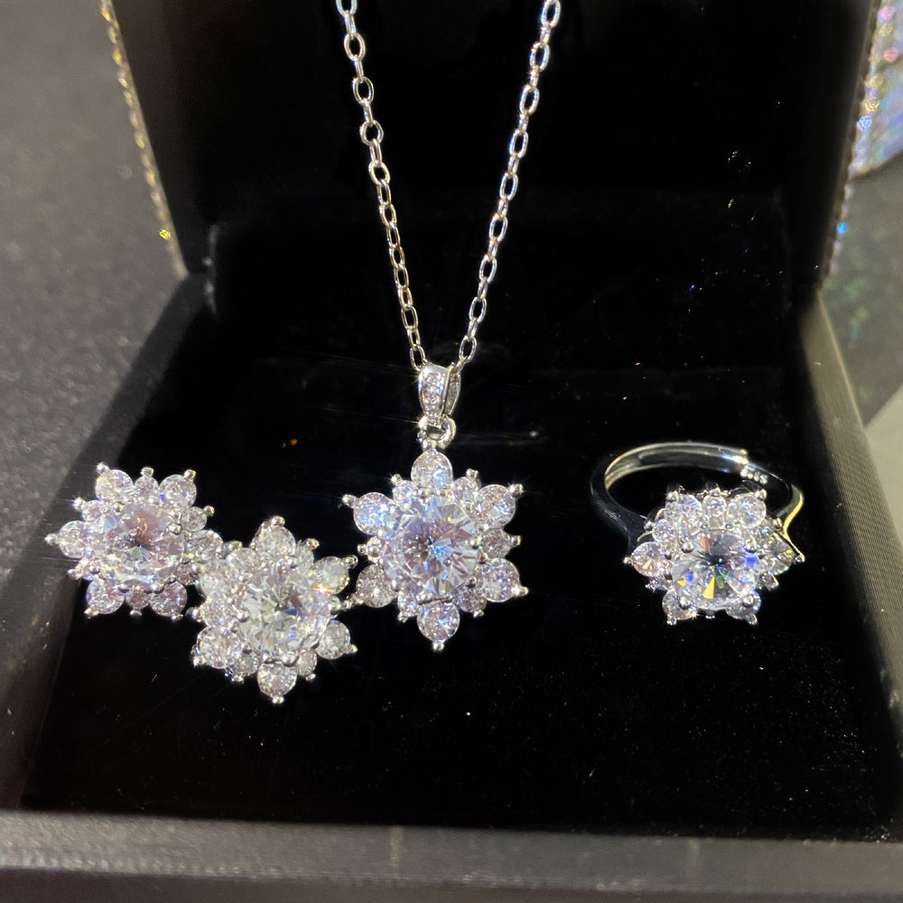 Women's Blue Red Yellow Green Purple White Gemstone Zircon Princess Jewelry Set