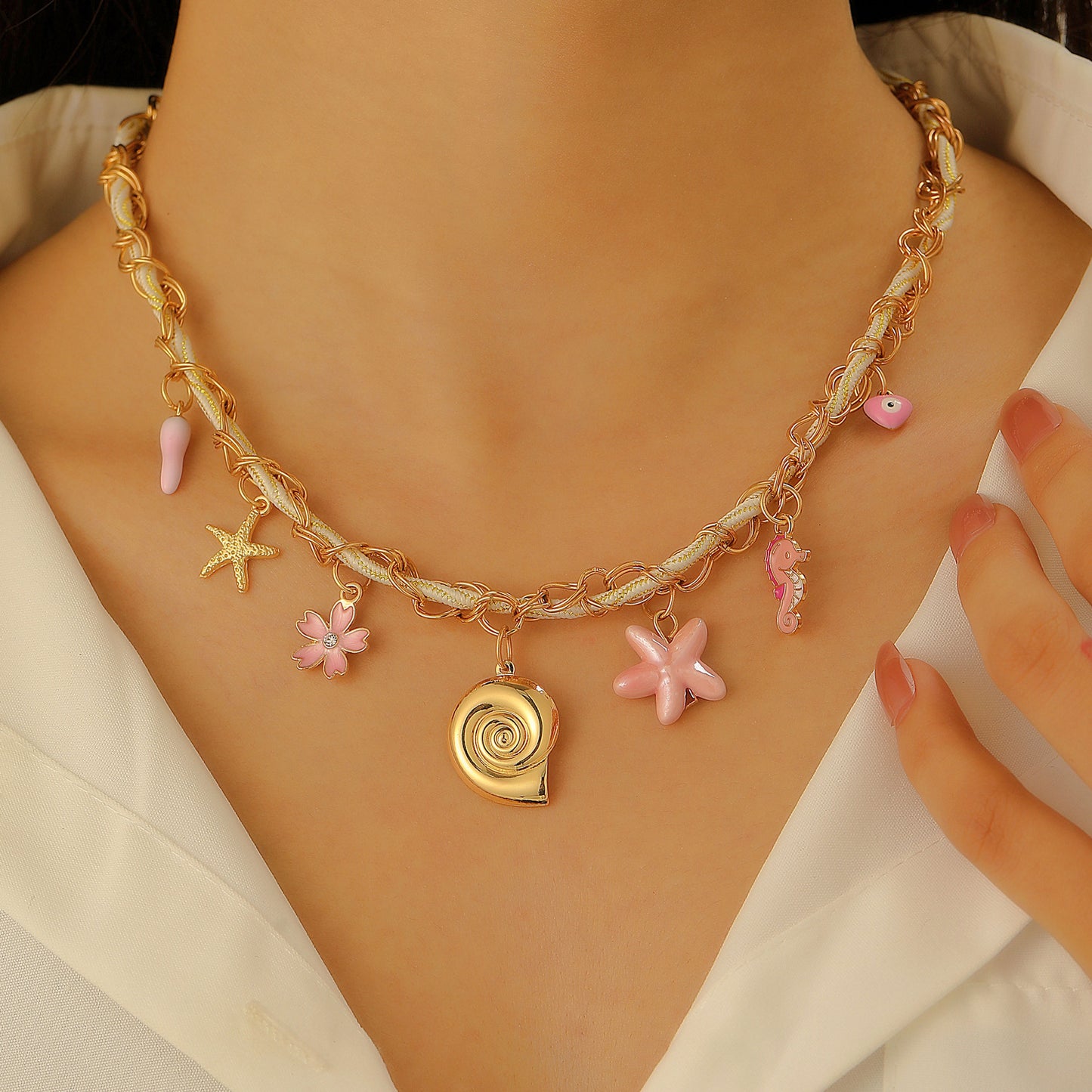 Ocean Style Cartoon Shell Female Bohemian Creative Weaving Turtle Jewelry Set