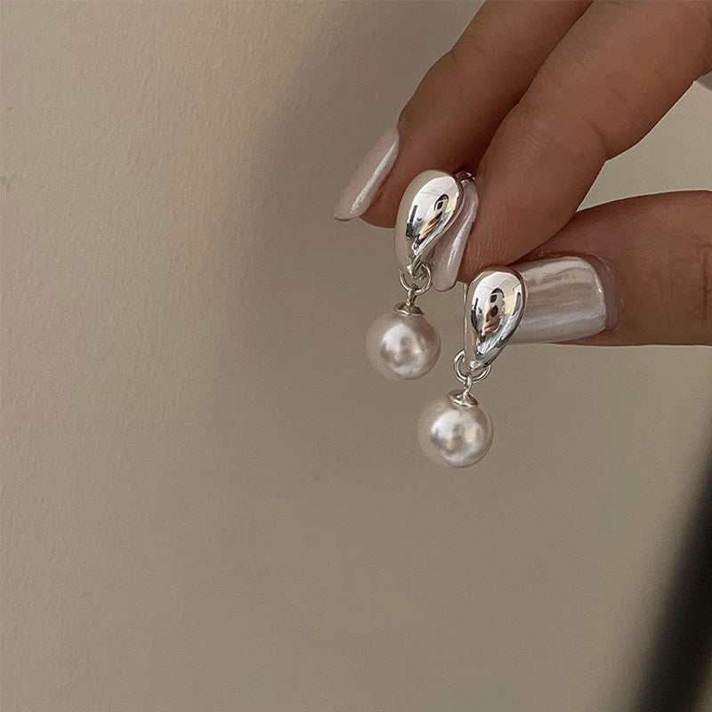 Minimalist Design Water Drop Pearl Light Luxury High Sense Niche Earrings