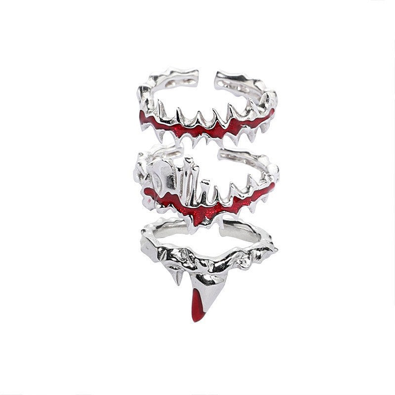 Design Flame Red Irregular Pleated French Open Rings