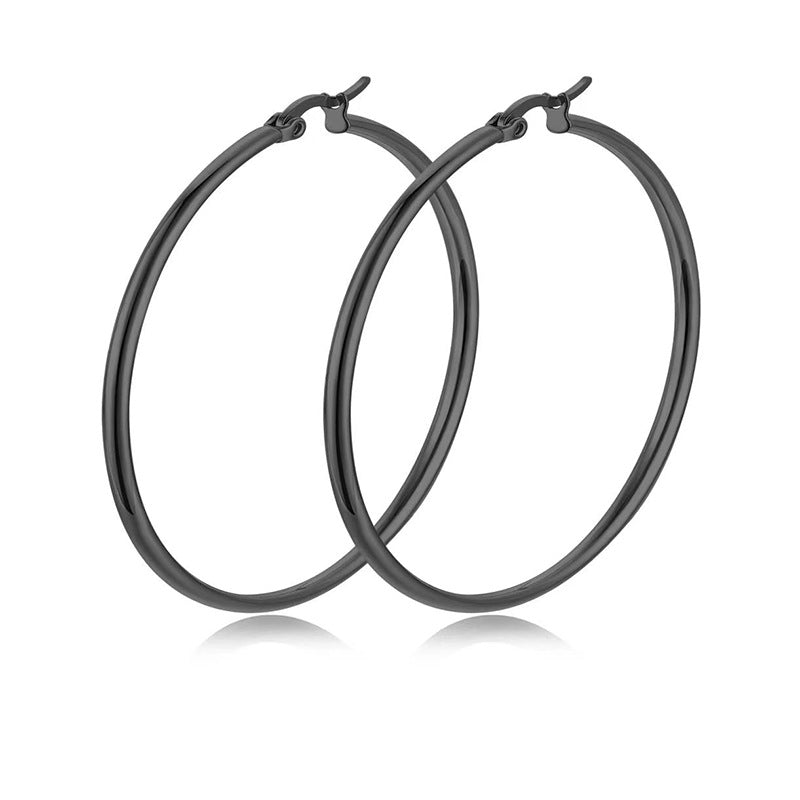 Classic Stainless Steel Round Exaggerated Titanium Wire Ear Earrings