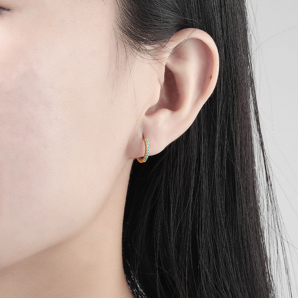 Women's Style Turquoise Zircon Gold-plated Ear Clip Hip Earrings