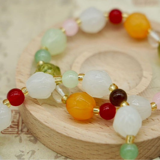 Women's & Men's Jade Lotus Beaded Retro Advanced Chinese Bracelets