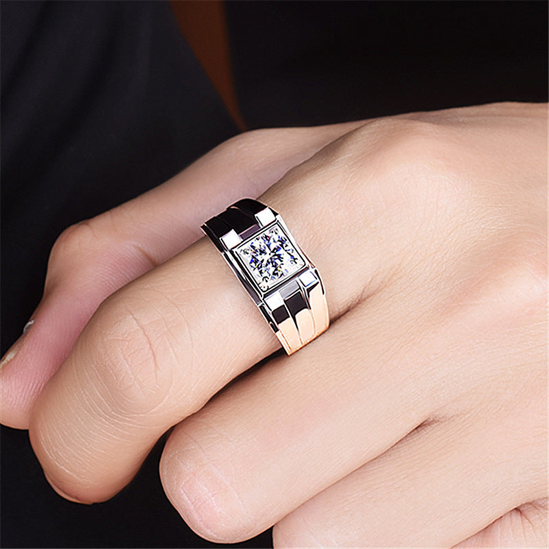 Classic Elegant Taste Diamond Bright Charming Commuter Domineering Man's Three-dimensional Rings