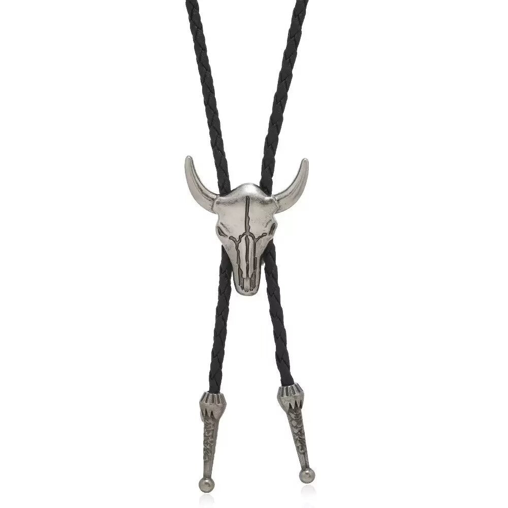 Polo Bow Tie Unisex Woven Leather String Western Style Alloy Necklaces