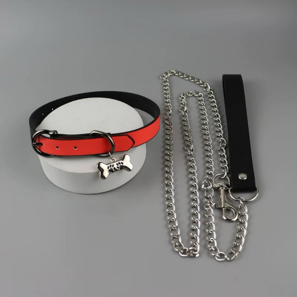 Holding Rope Bell Punk Puppy Leather Spicy Necklaces