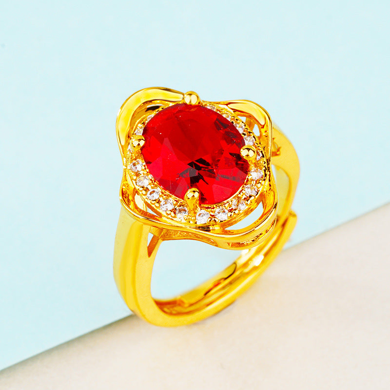 Style Vietnam Placer Gold Open Female Chinese Retro National Trend Rings