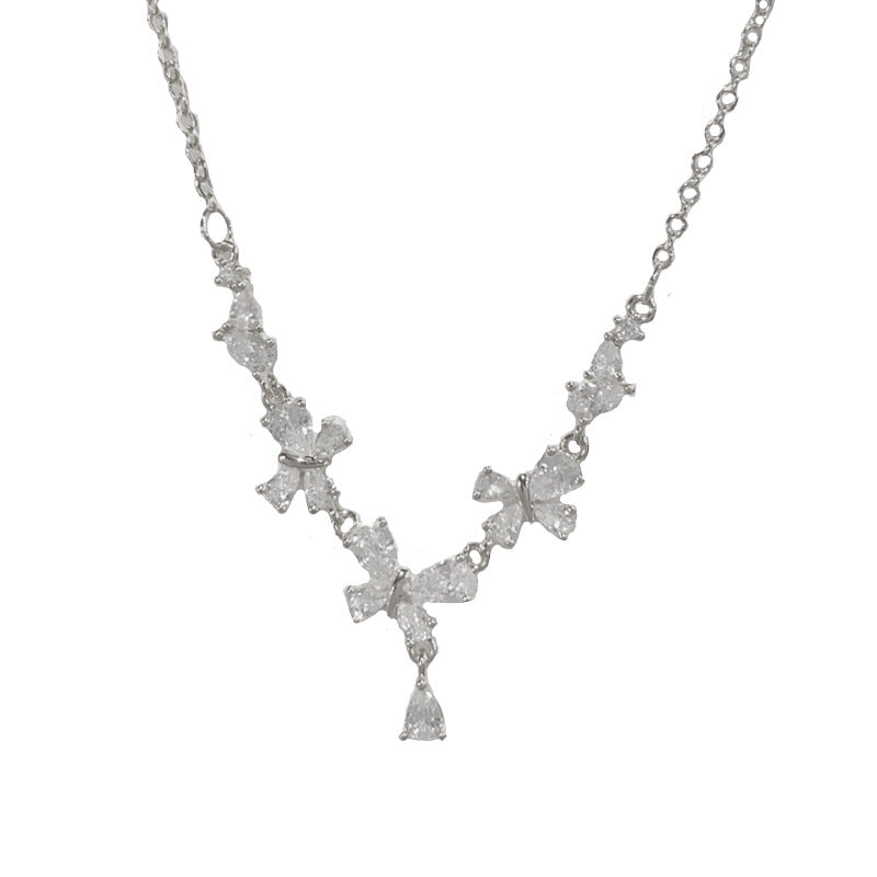 Light Luxury High-grade Zircon Butterfly Water Drop Exquisite Fashion Simple Necklaces