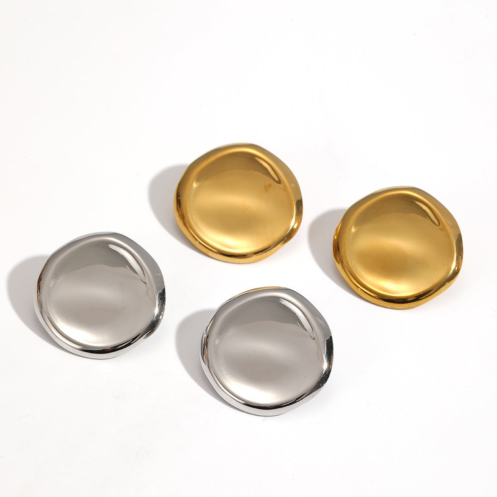 Stylish Glossy Hammered Stainless Steel Female Temperament Irregular With Personality Earrings