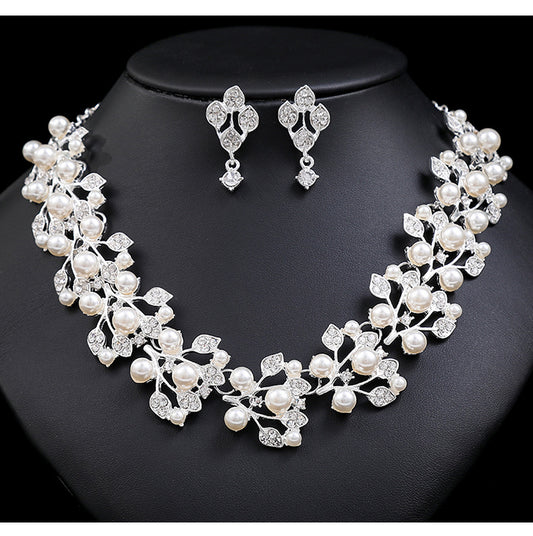 Women's Style Personality Pearl Suite Fashion Temperament Alloy Electroplated Bride Jewelry Set