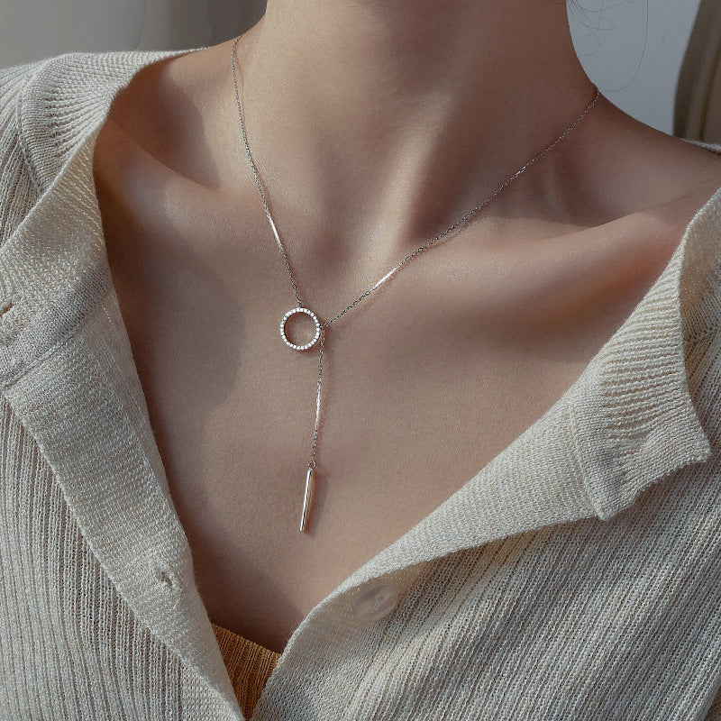 Women's Circle Tassel Long Cold Style Clavicle Necklaces