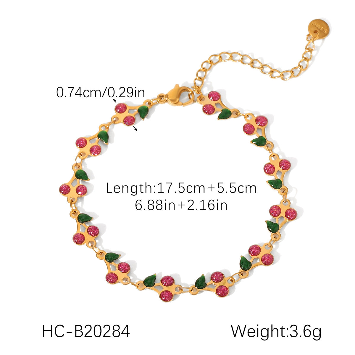 Stainless Steel Cherry Elastic Chain Light Bracelets