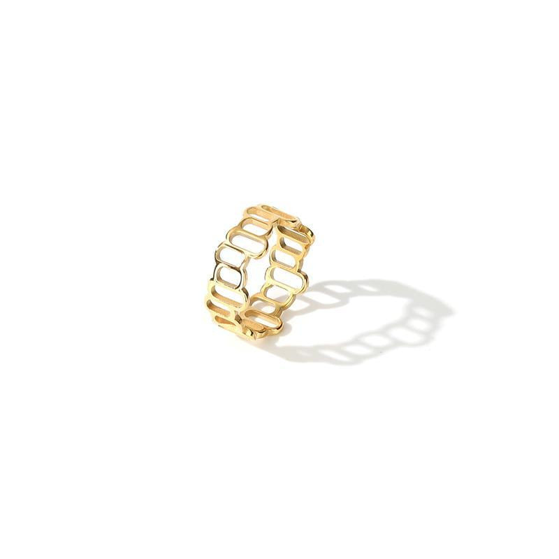 Geometric Hollow Female Simple Fashion Personality Cold Wind Gold Plated Ring