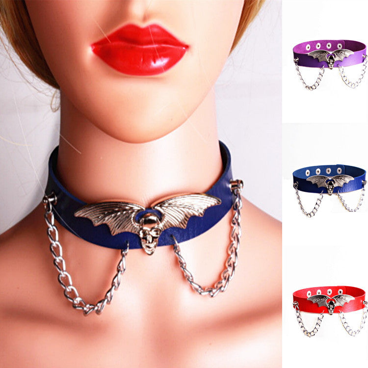 Punk Trendy Cool Exaggerated Bat Wings Vampire Chain Personality Alternative Collar