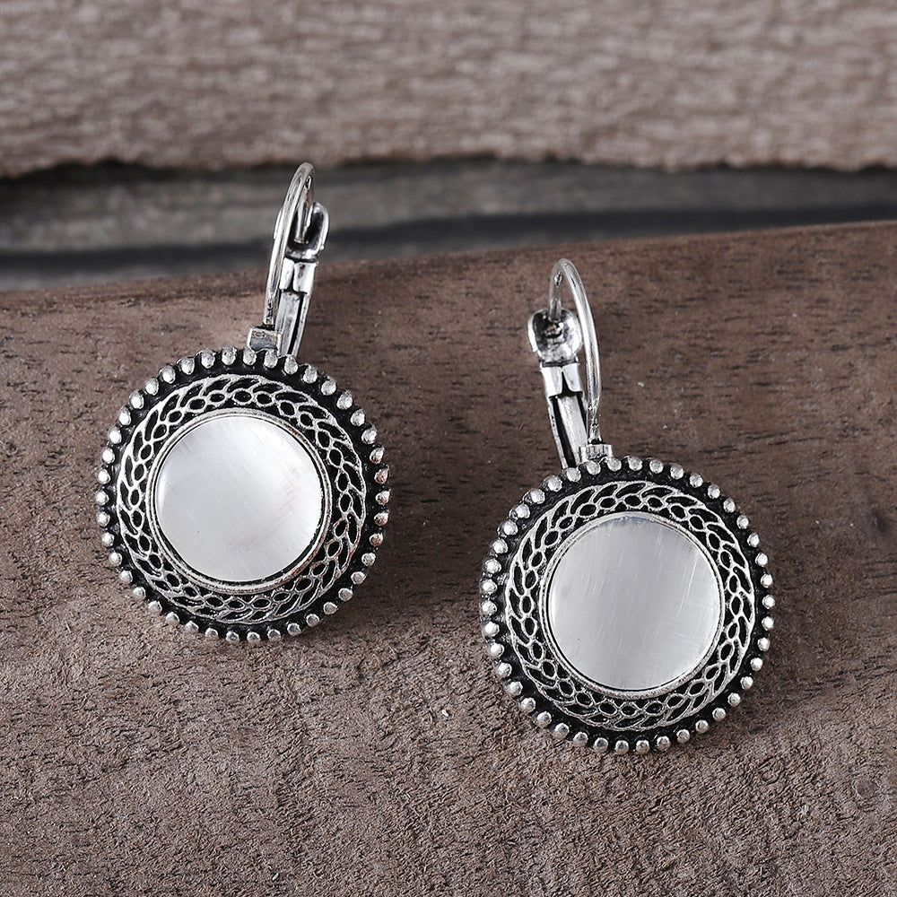 Fashion Bohemian Ethnic Style Inlaid Jewel Metal Alloy Retro Earrings