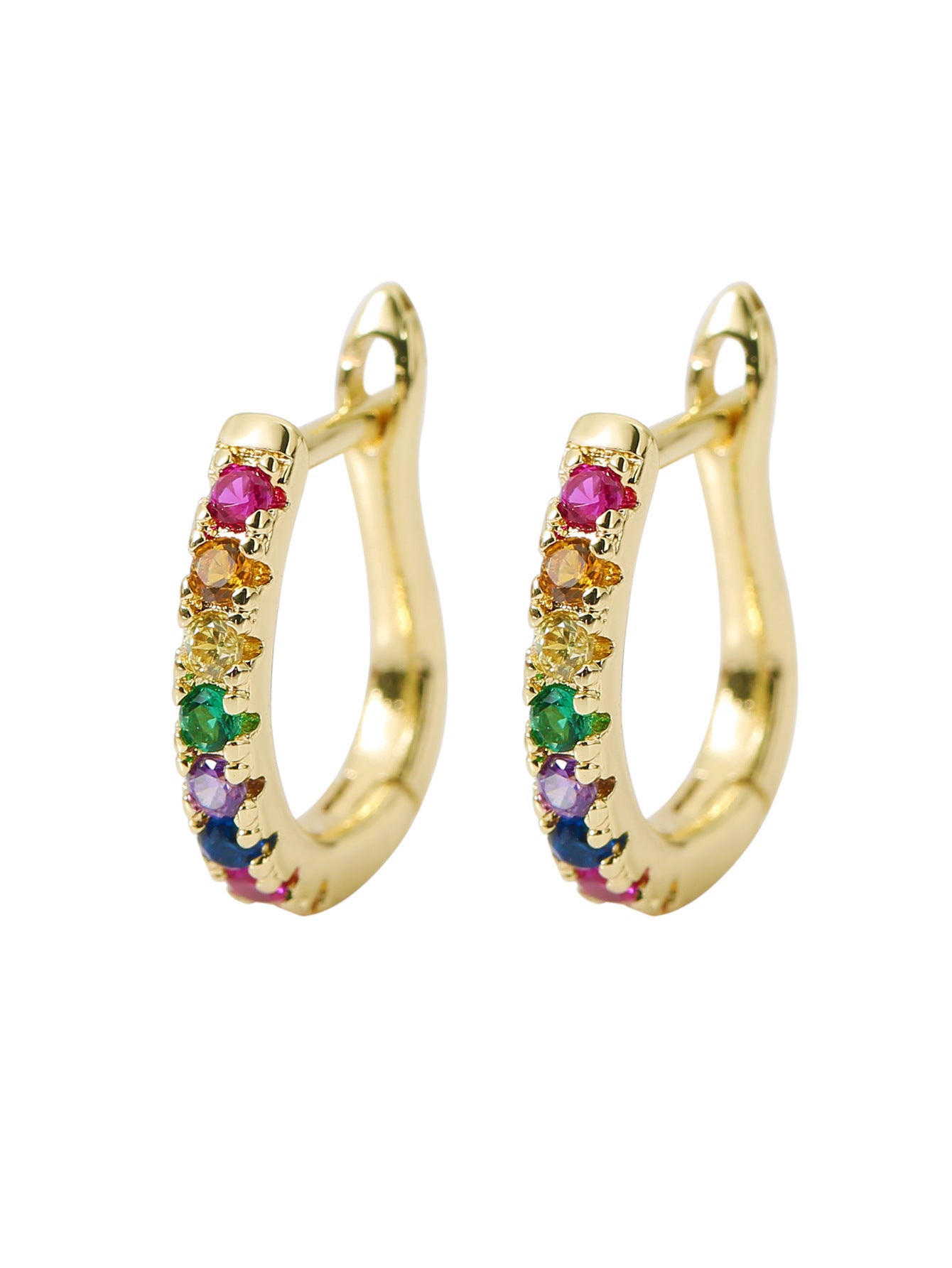 Ear Clip Light Luxury Colorful Zircon Temperament Stud Earrings