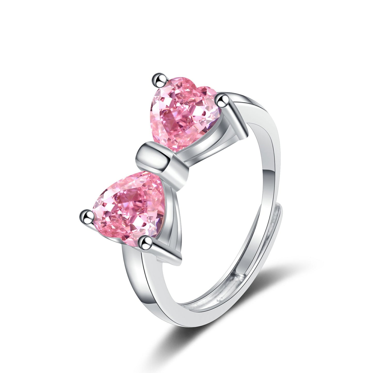 Exquisite Pink Love Heart-shaped Fashionable Personality Open Rings