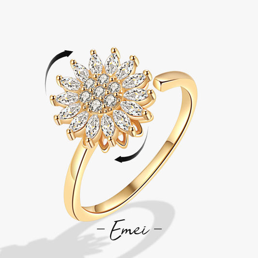 Women's Fashion Sunflower Spinning Light Luxury Simple Anxiety Ring
