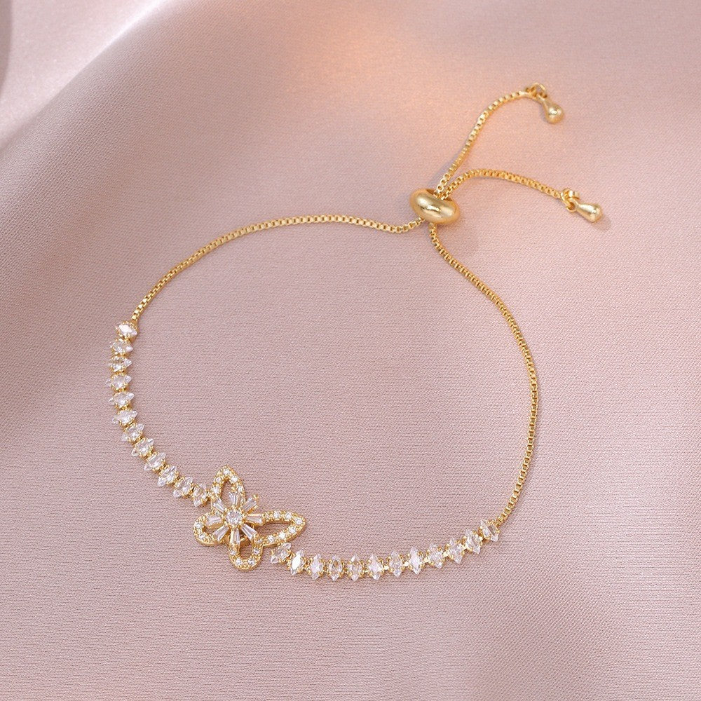 Female Five Petal Flower Fashion Bauhinia Rotatable Bracelet
