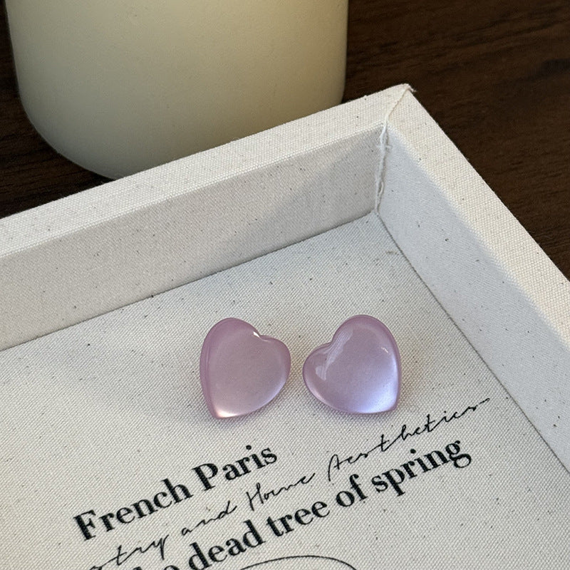 Women's Colored Loving Heart Fairy For Sweet High-grade Jelly Imitation Cat Stud Earrings
