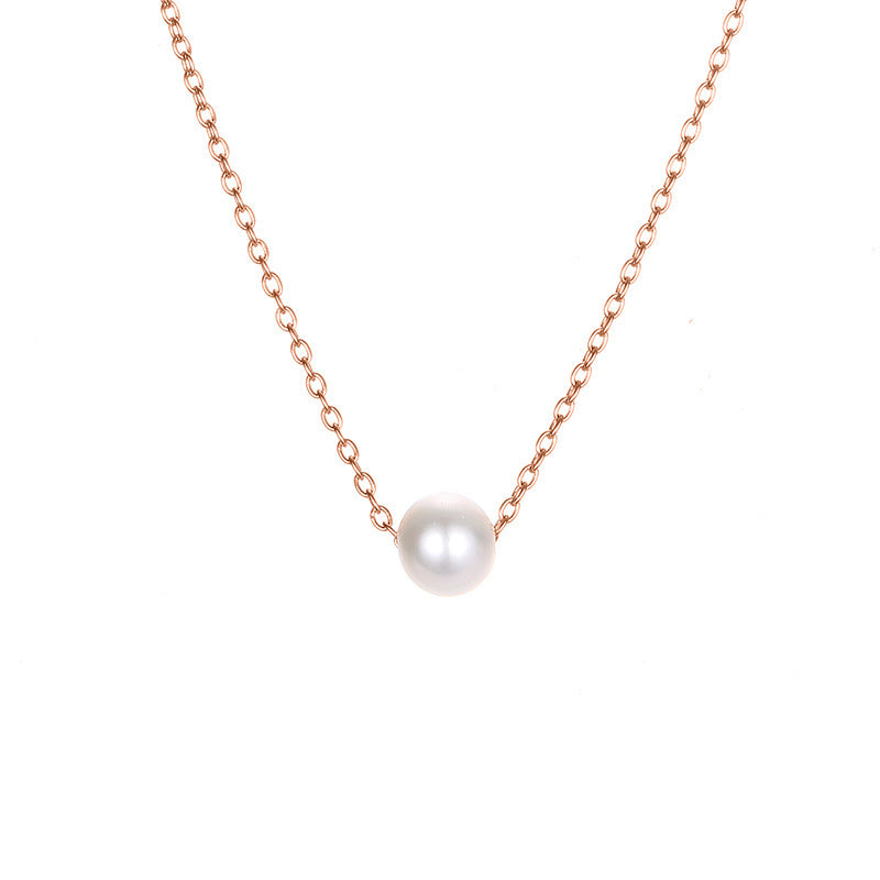 Women's Accessories Simple Pearl Stainless Steel Gold-plated Necklaces