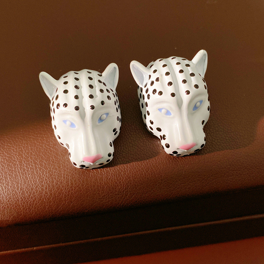 Women's Pink Leopard Head Light Luxury High-grade Niche Personality Temperament Jewelry Set