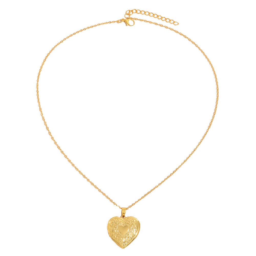 Heart-shaped Flowers Print Metal Box Mother's Necklace