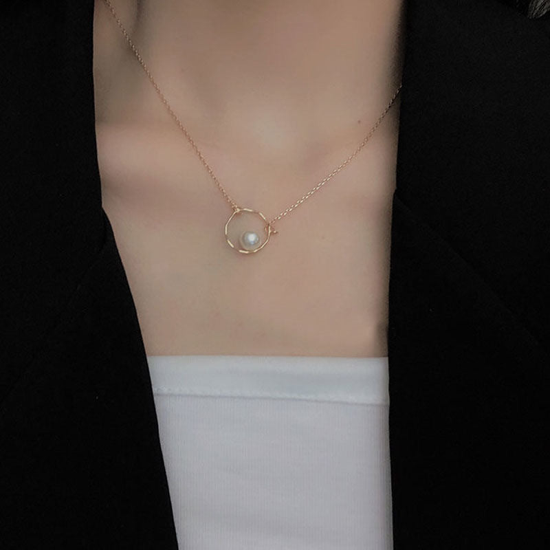 Niche Design Geometric Imitation Pearl Female Cold Wind Temperament Clavicle Necklaces