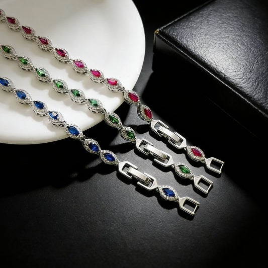 Women's Ruby Horse Eye Light Luxury High-grade Full Diamond Bracelet