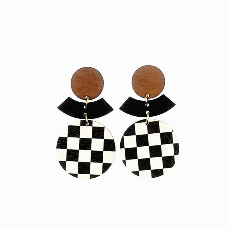 Patch Fashionable Simple Geometric Versatile Wooden Earrings