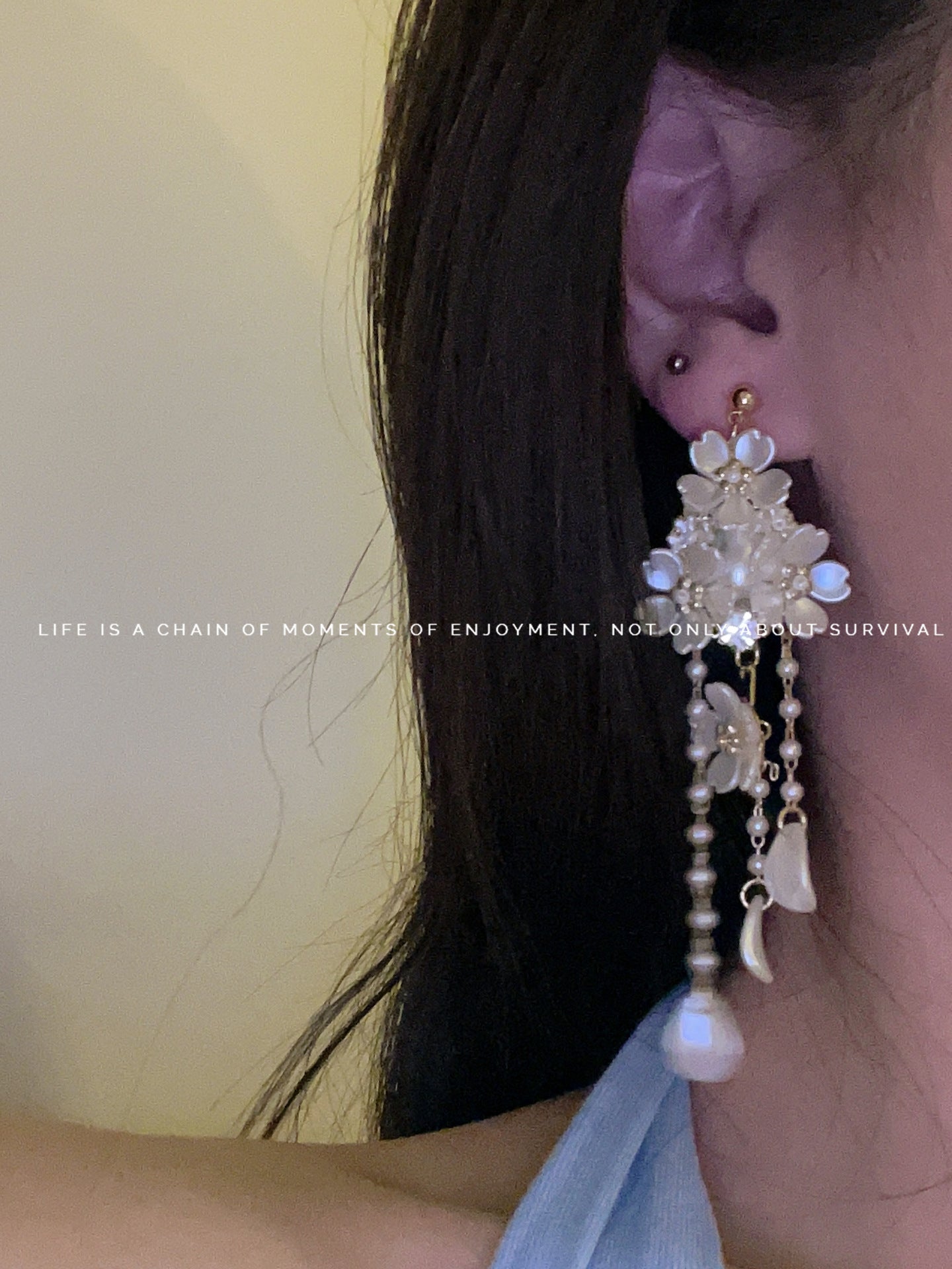 Fairy Flowers Tassel Niche Design Advanced Gentle Light Earrings