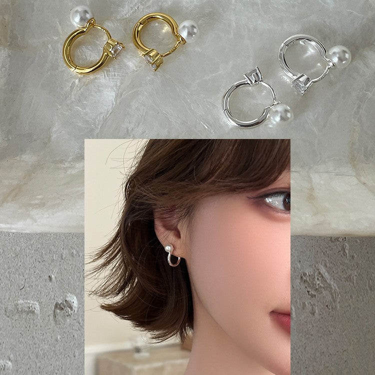 Women's Small Simple Sier Needle Ear Clip Rings