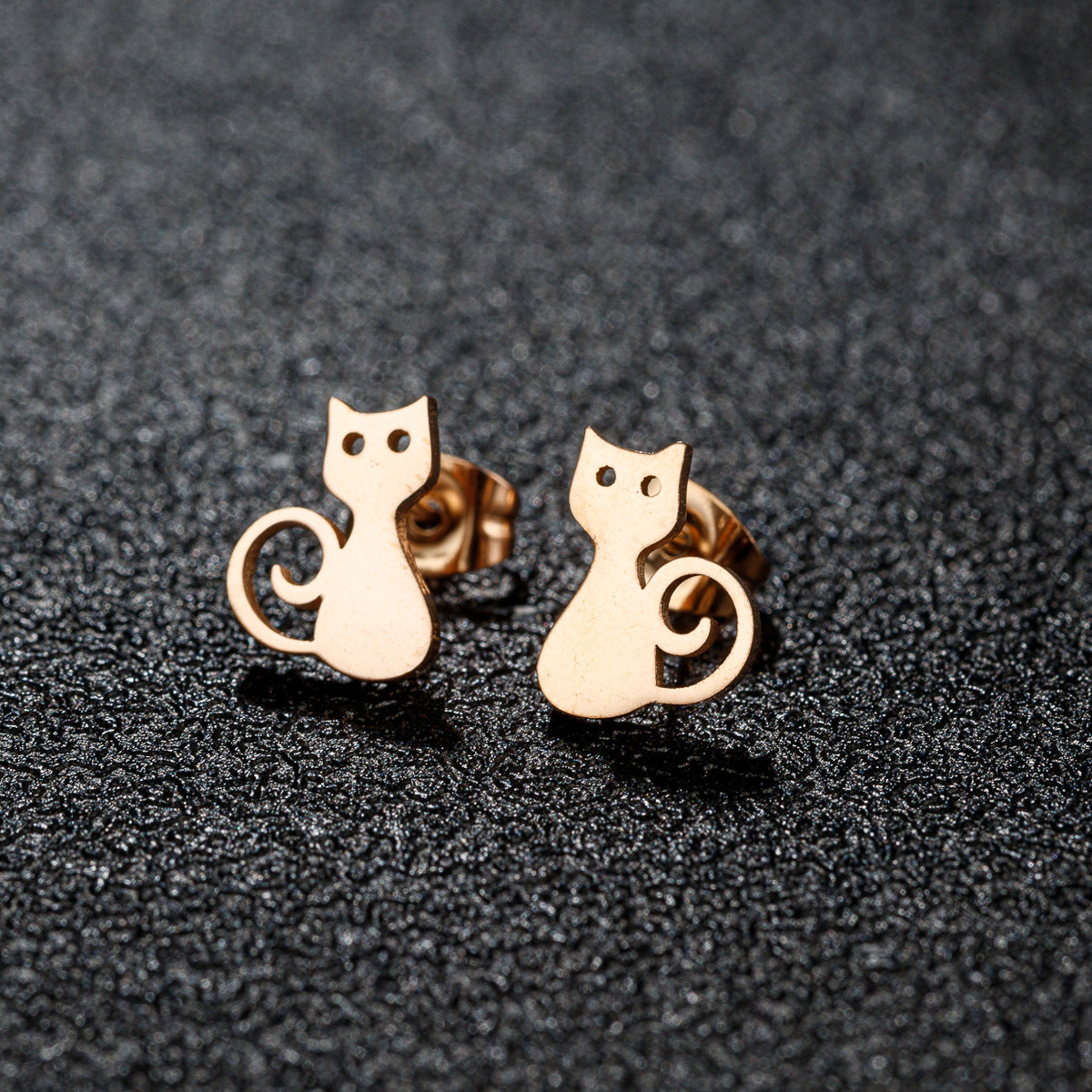 Stainless Steel Goldfish Bird Ear Design Ghost Skull Stud Earrings